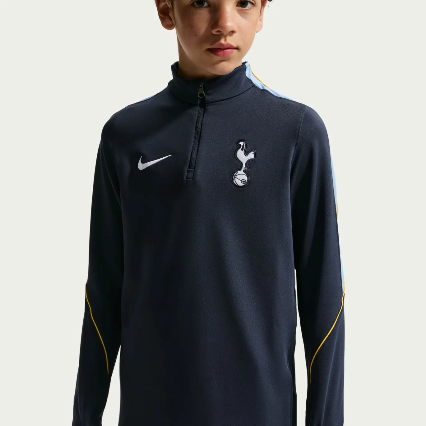 Nike Tottenham Hotspur Strike Trainingstrui 1/4-Zip 2026-2027 Kids Donkerblauw Geel Lichtblauw Wit
