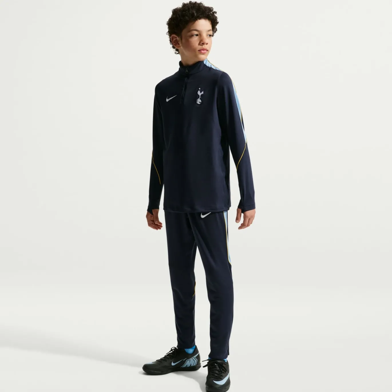 Nike Tottenham Hotspur Strike Trainingstrui 1/4-Zip 2026-2027 Kids Donkerblauw Geel Lichtblauw Wit