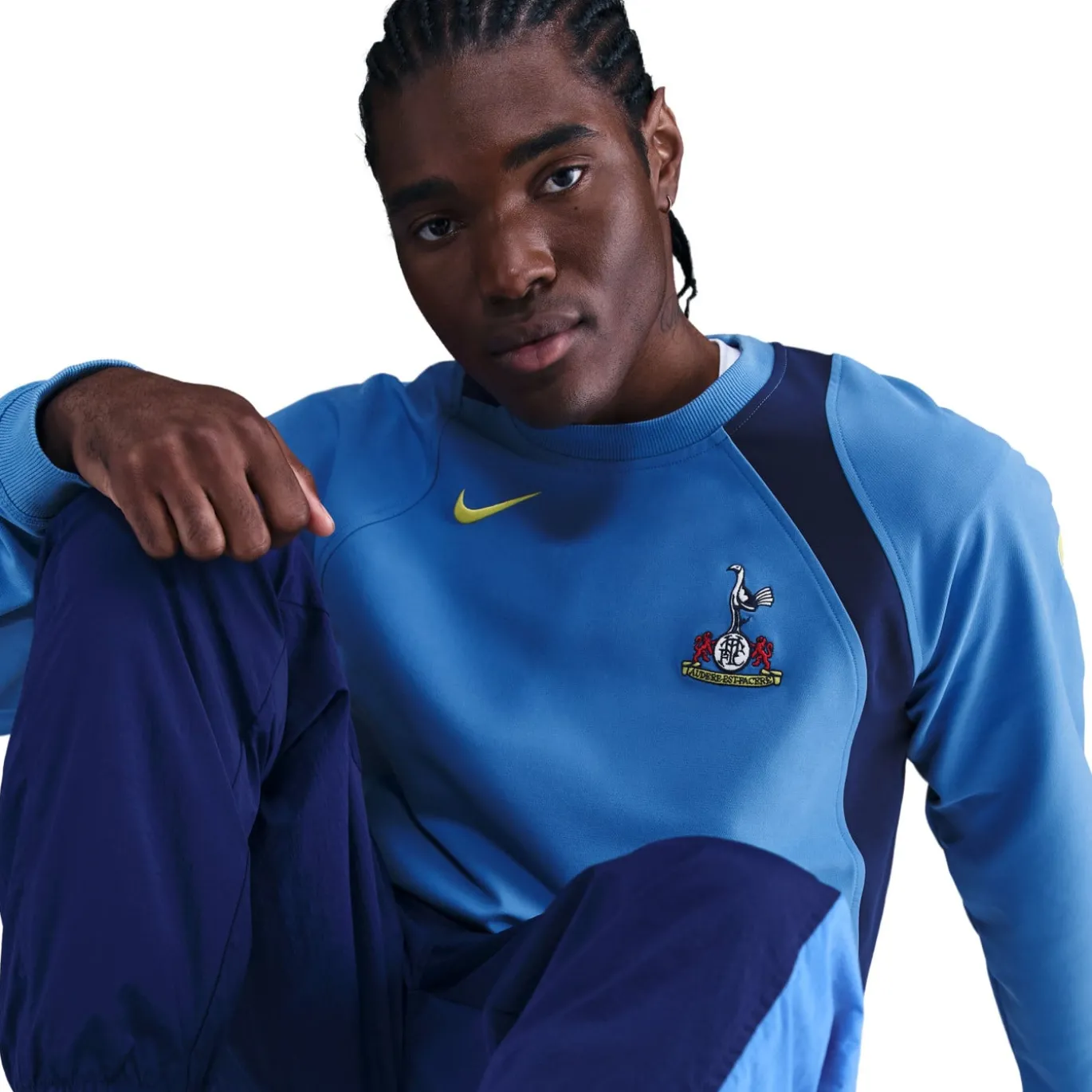Nike Tottenham Hotspur Total 90 Crew Woven Trainingspak 2025-2026 Blauw Donkerblauw Felgeel