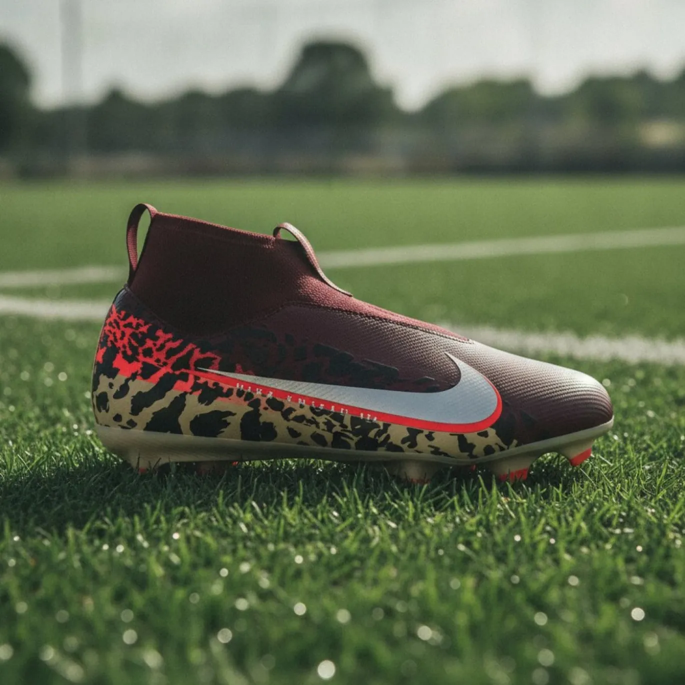 Nike Zoom Mercurial Superfly 10 Academy Gras / Kunstgras Voetbalschoenen (MG) Kids Bordeauxrood Zilver Oranje