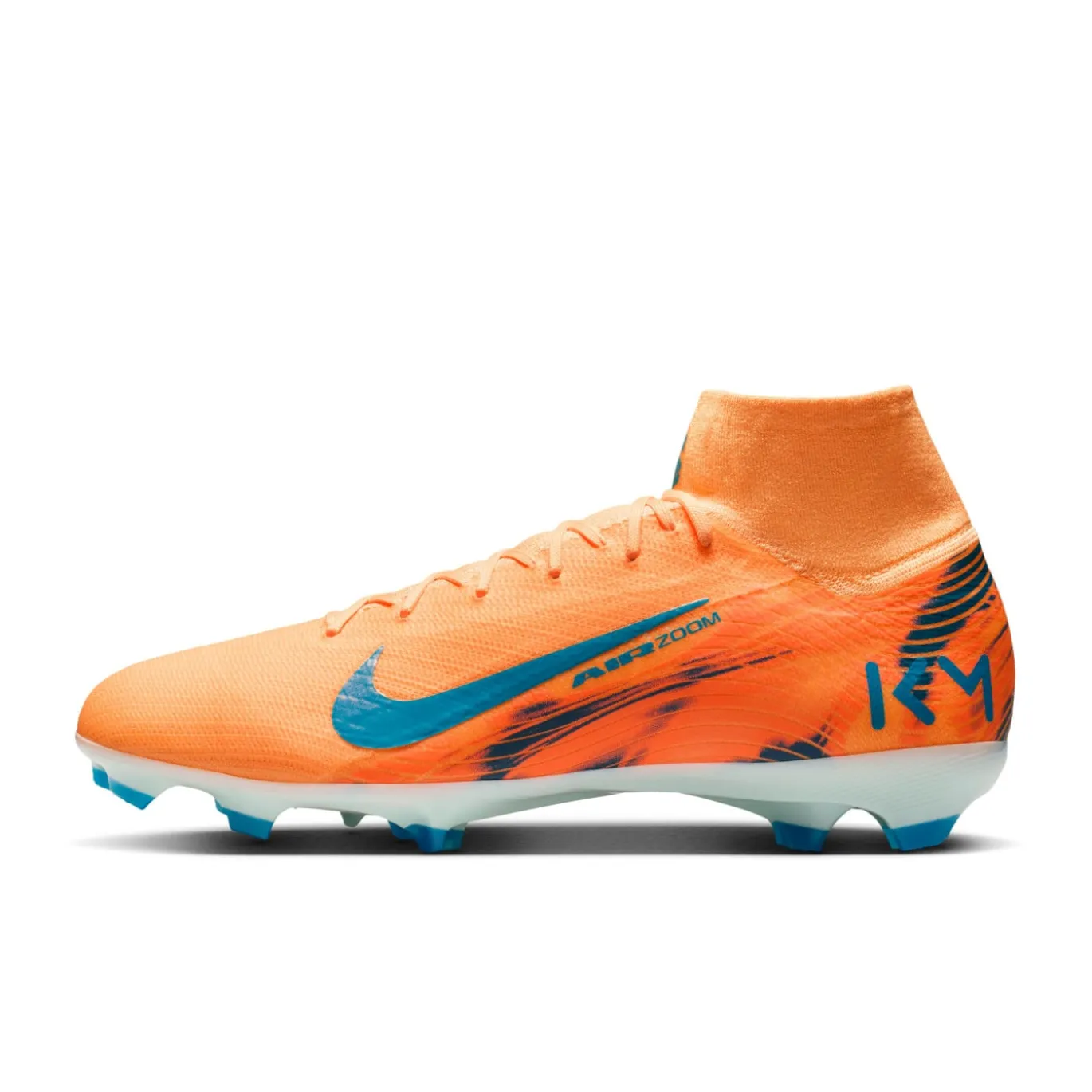 Nike Zoom Mercurial Superfly 10 Mbappé Pro Gras Voetbalschoenen (FG) Lichtoranje Turquoise