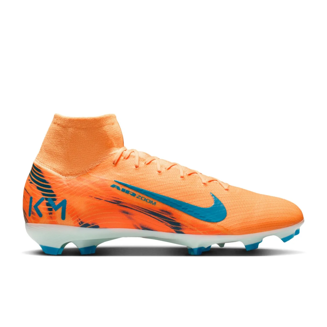 Nike Zoom Mercurial Superfly 10 Mbappé Pro Gras Voetbalschoenen (FG) Lichtoranje Turquoise