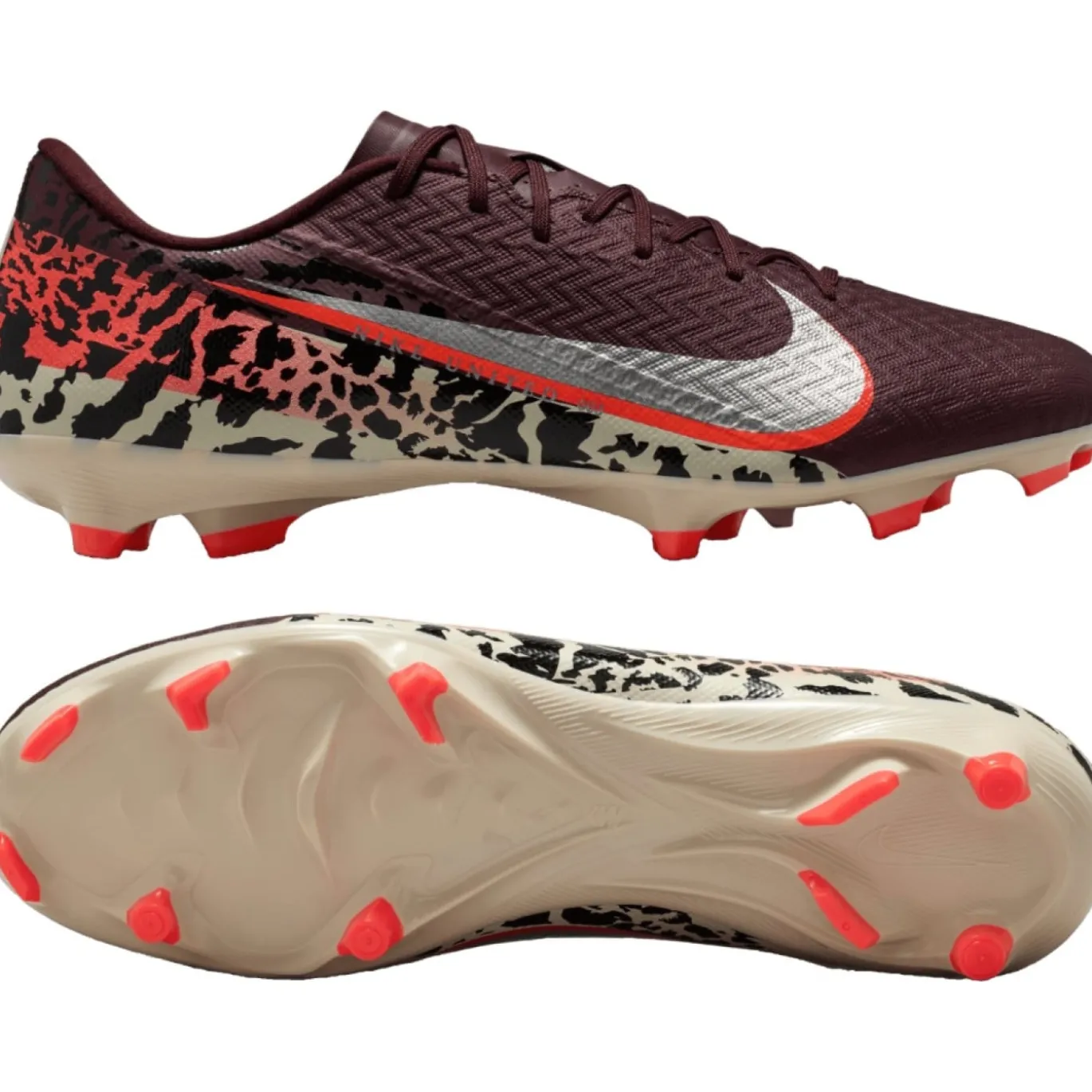 Nike Zoom Mercurial Vapor 16 Academy Gras / Kunstgras Voetbalschoenen (MG) Bordeauxrood Zilver Oranje