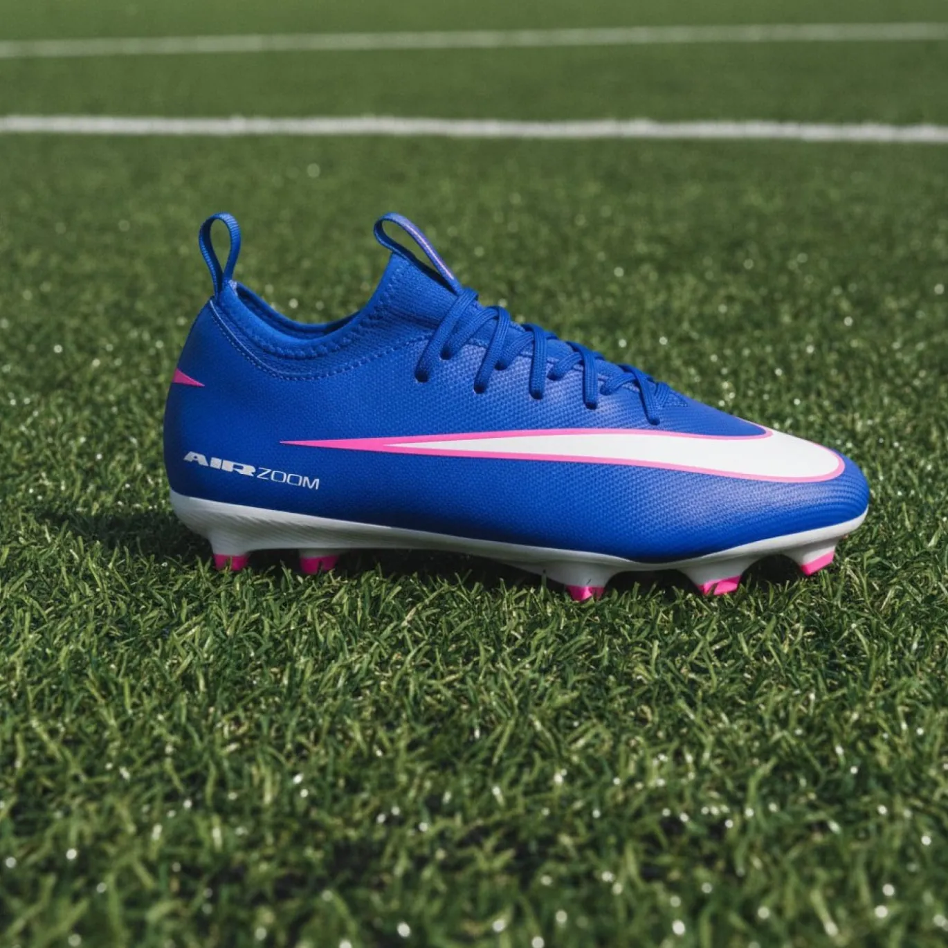 Nike Zoom Mercurial Vapor 16 Academy Gras / Kunstgras Voetbalschoenen (MG) Kids Blauw Wit Felroze