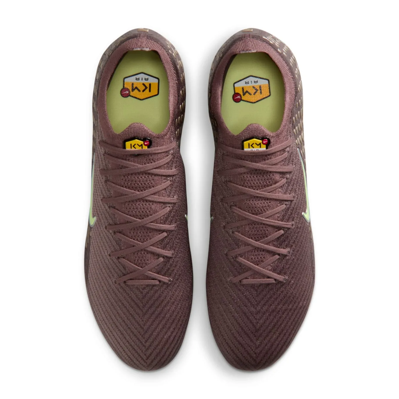 Nike Zoom Mercurial Vapor 16 Mbappé Elite Gras Voetbalschoenen (FG) Bruin Neongeel Zilver