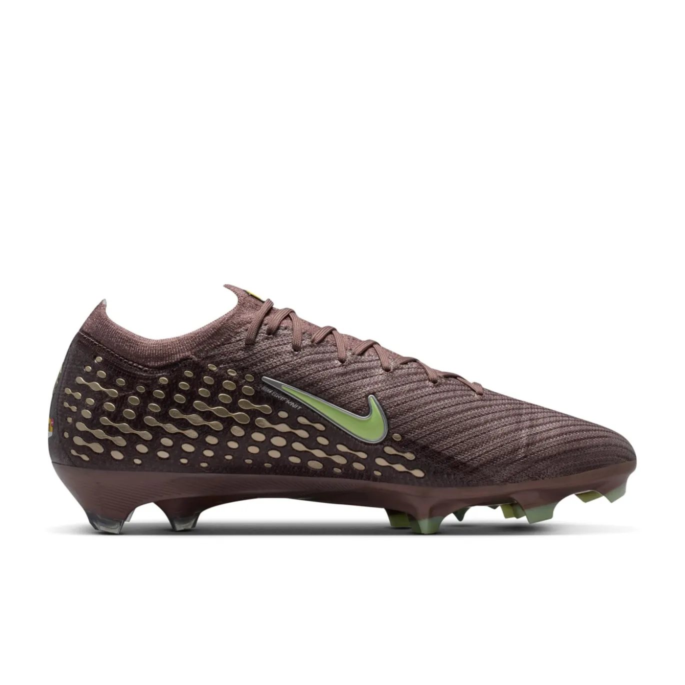 Nike Zoom Mercurial Vapor 16 Mbappé Elite Gras Voetbalschoenen (FG) Bruin Neongeel Zilver