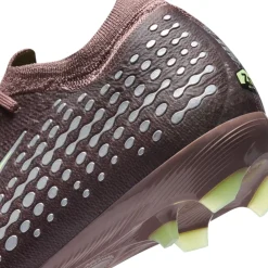Nike Zoom Mercurial Vapor 16 Mbappé Pro Gras Voetbalschoenen (FG) Kids Bruin Neongeel Zilver