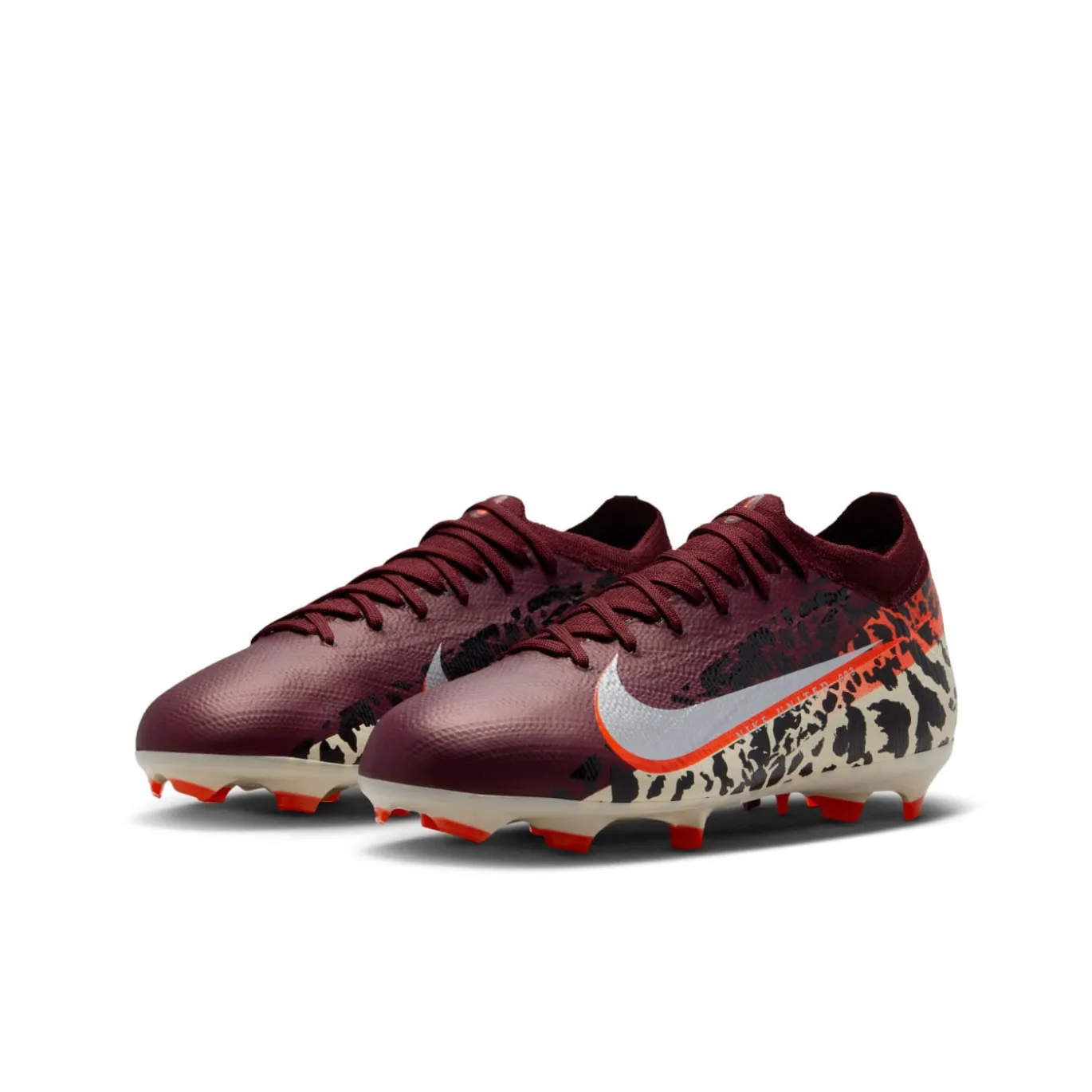 Nike Zoom Mercurial Vapor 16 Pro Gras / Kunstgras Voetbalschoenen (MG) Kids Bordeauxrood Zilver Oranje