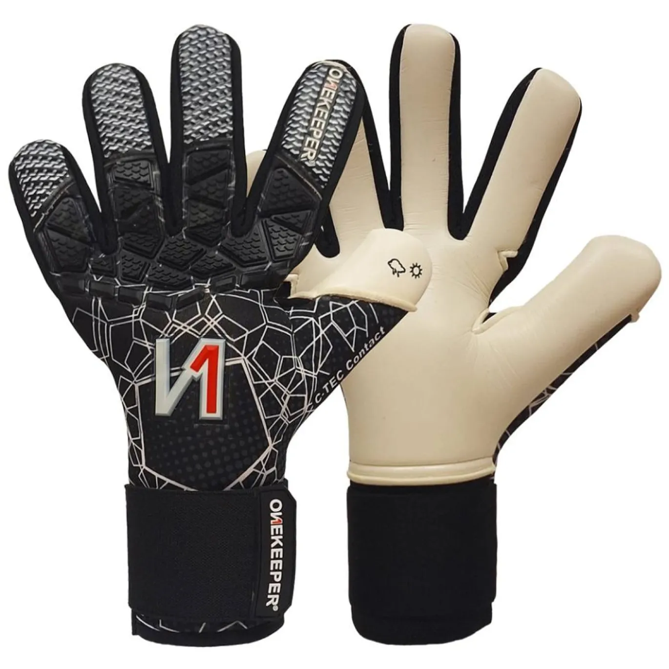 Onekeeper C-Tec Keepershandschoenen Zwart Wit Rood