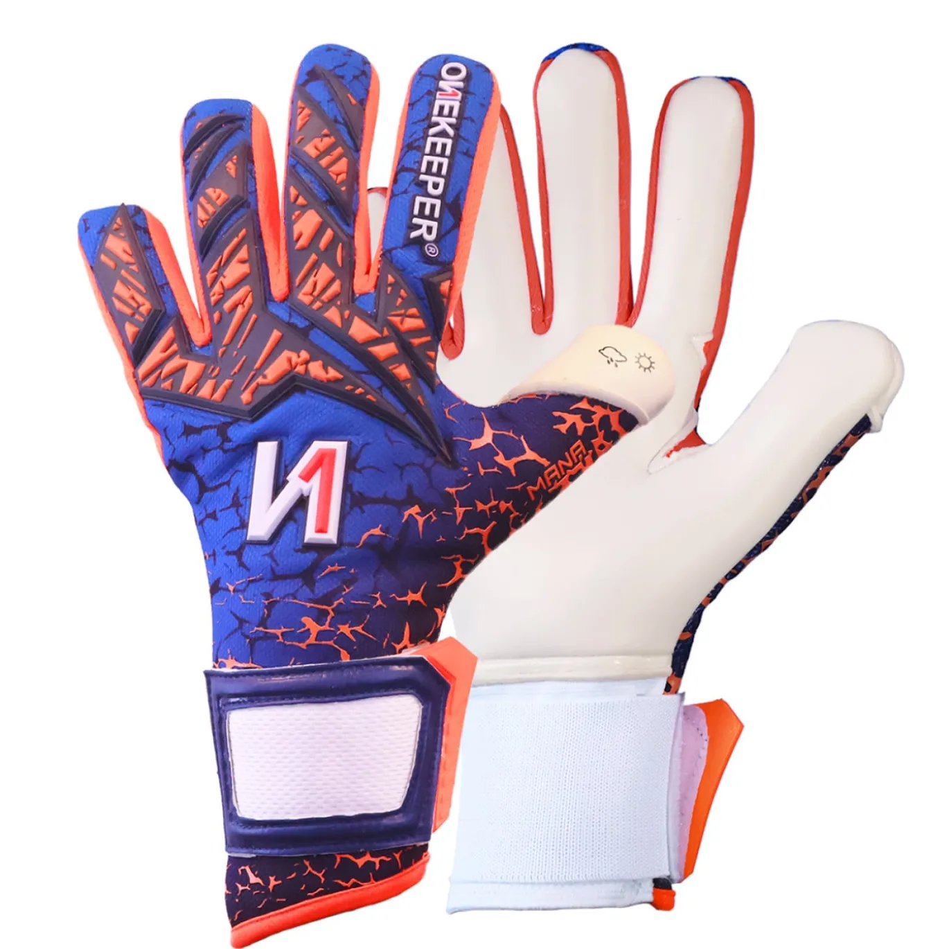 Onekeeper Mana Keepershandschoenen Blauw Oranje Wit