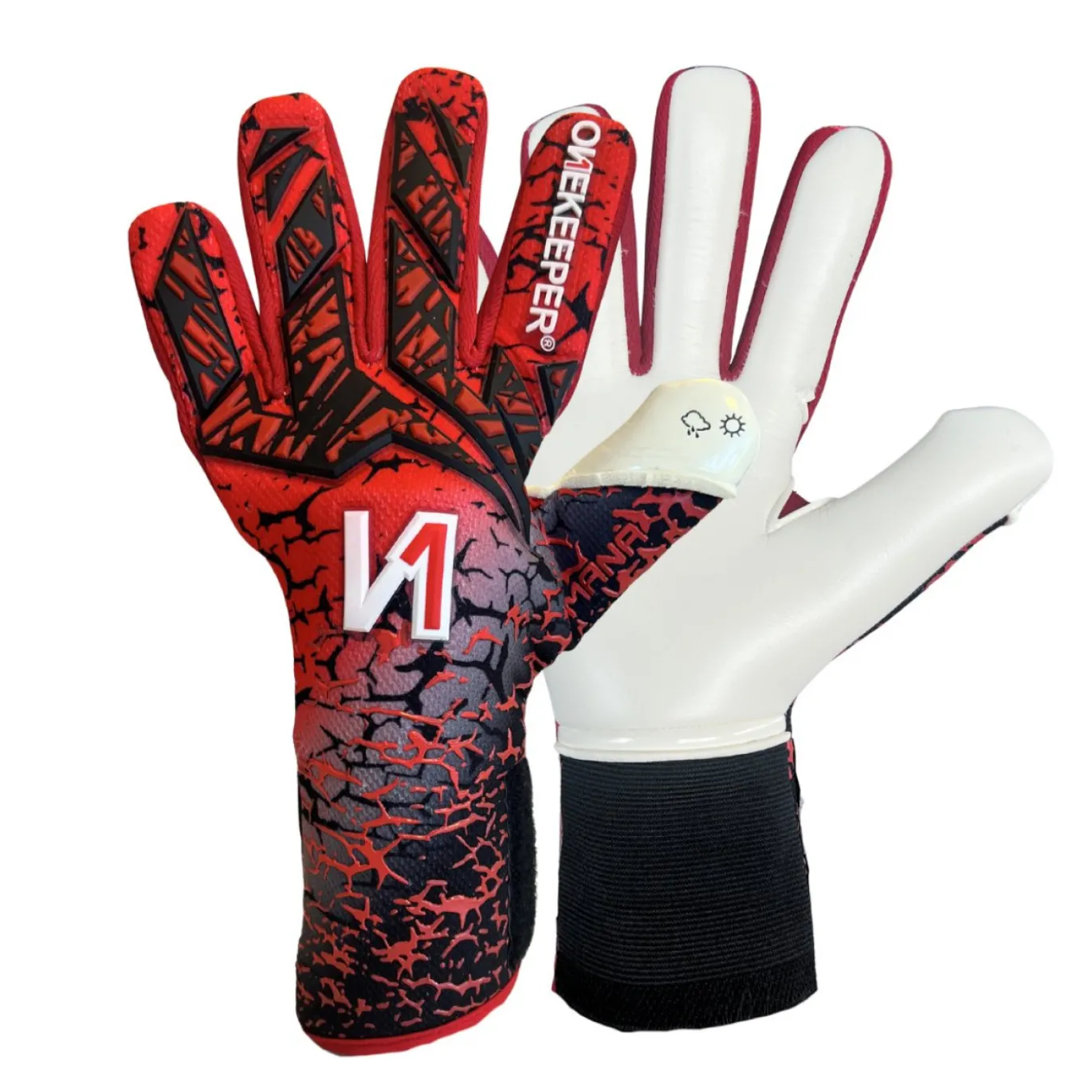 Onekeeper Mana Keepershandschoenen Rood Zwart Wit