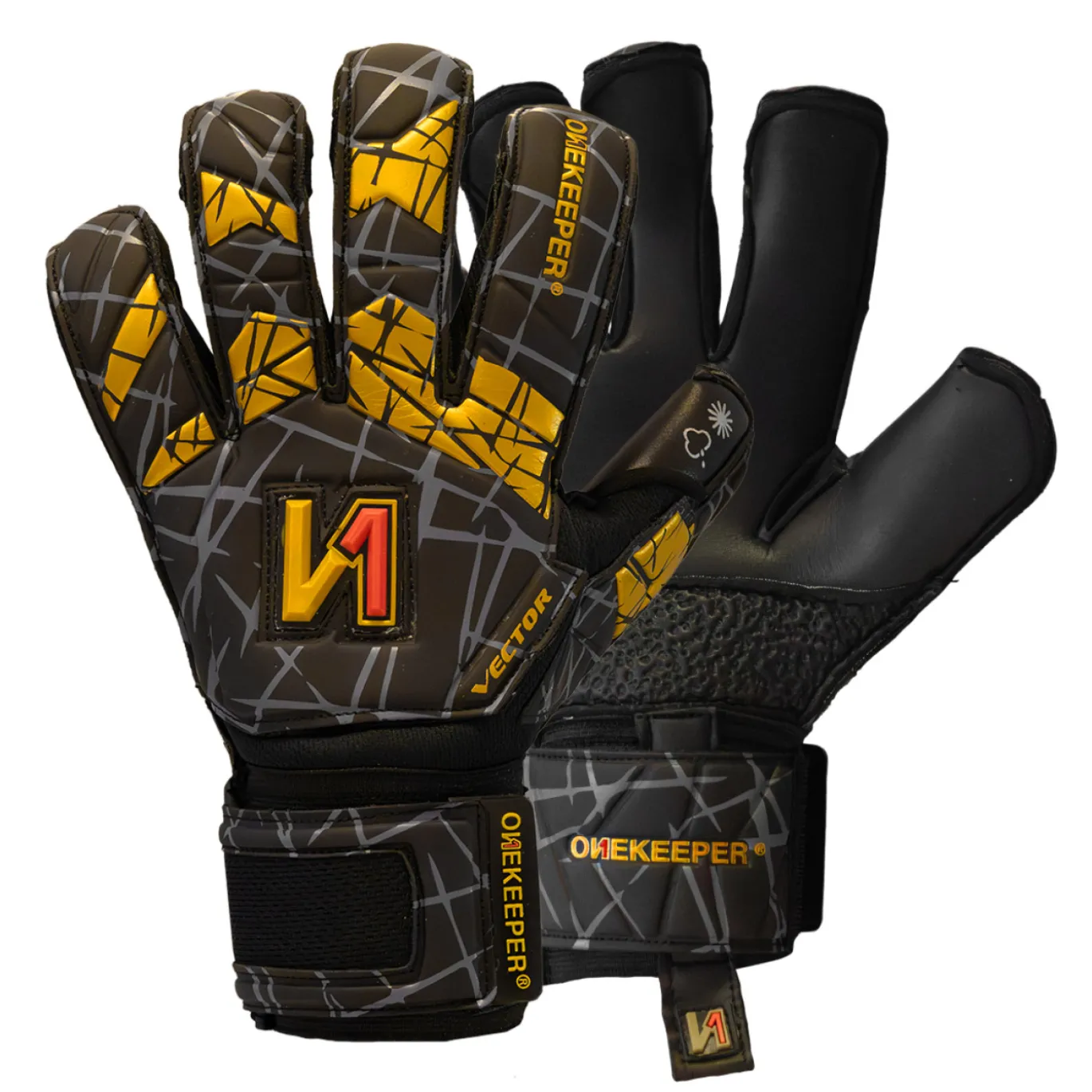 Onekeeper Vector Evolution Keepershandschoenen Kids Zwart Goud
