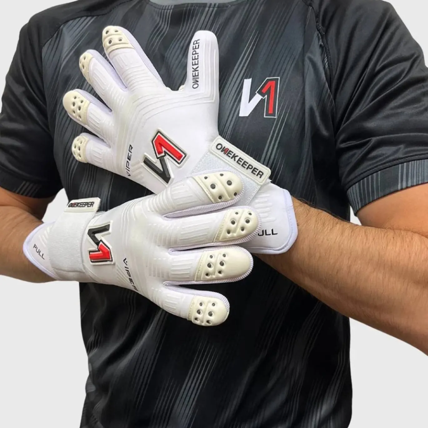Onekeeper Viper Keepershandschoenen Wit Zwart Rood