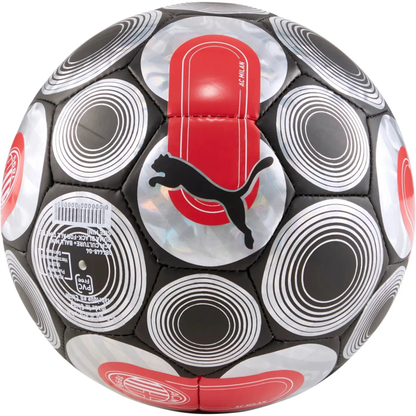 PUMA AC Milan Culture+ Voetbal Maat 5 Zwart Zilver Rood