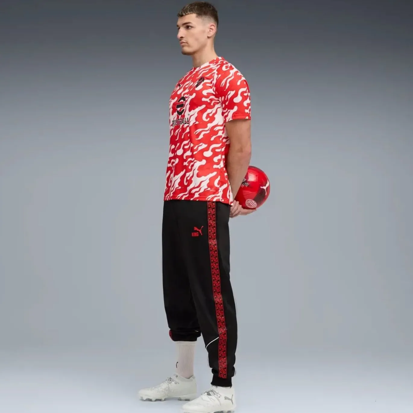 PUMA AC Milan Pre-Match Trainingsshirt 2025-2026 Wit Rood