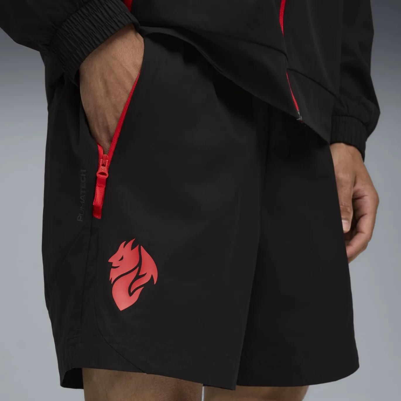 PUMA AC Milan Pumatech Broekje Woven 2025-2026 Zwart Rood