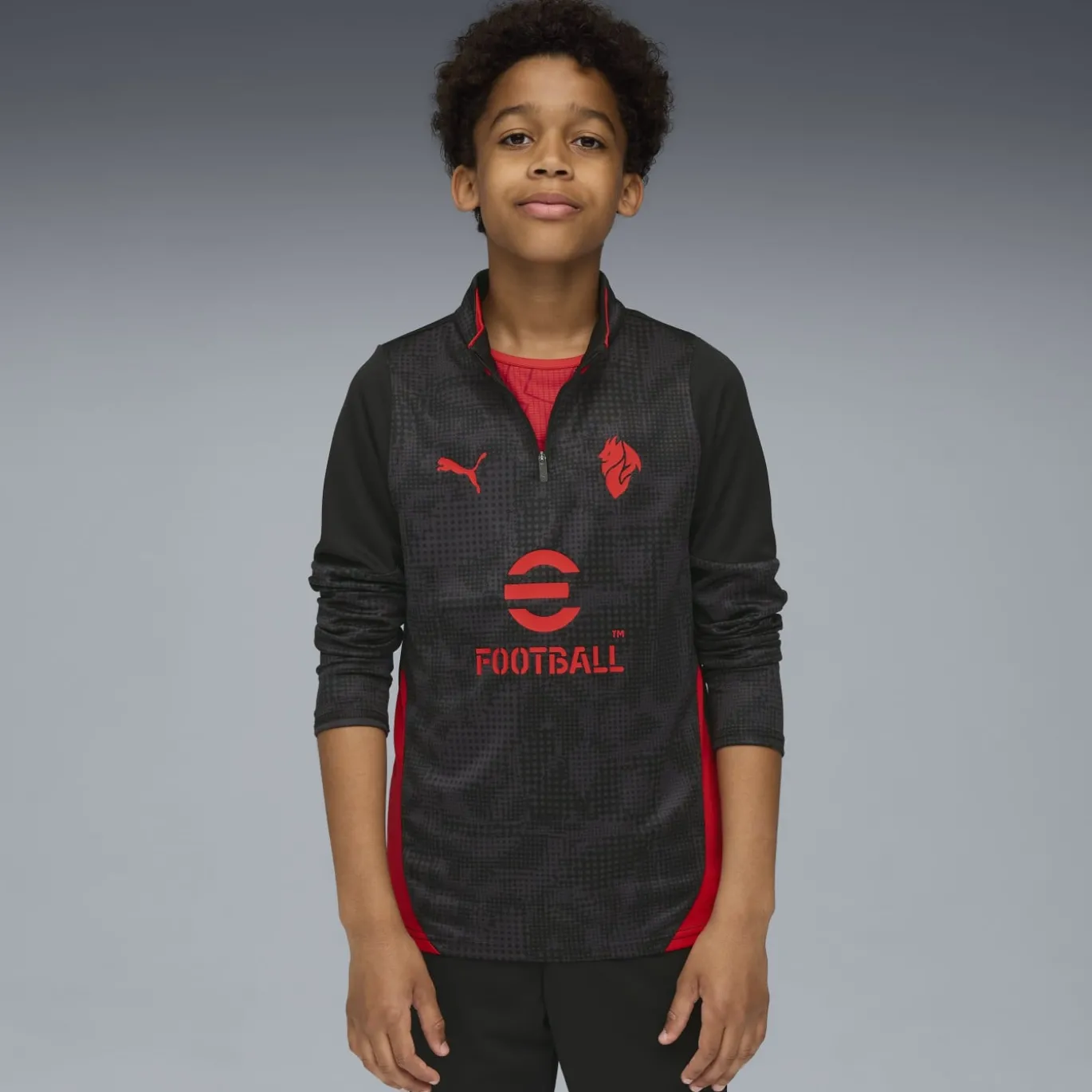 PUMA AC Milan Trainingspak 1/4-Zip 2025-2026 Kids Zwart Rood
