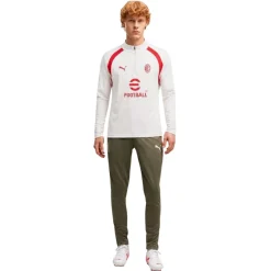 PUMA AC Milan Trainingspak 1/4-Zip 2026-2027 Lichtgrijs Donkergroen Rood Wit