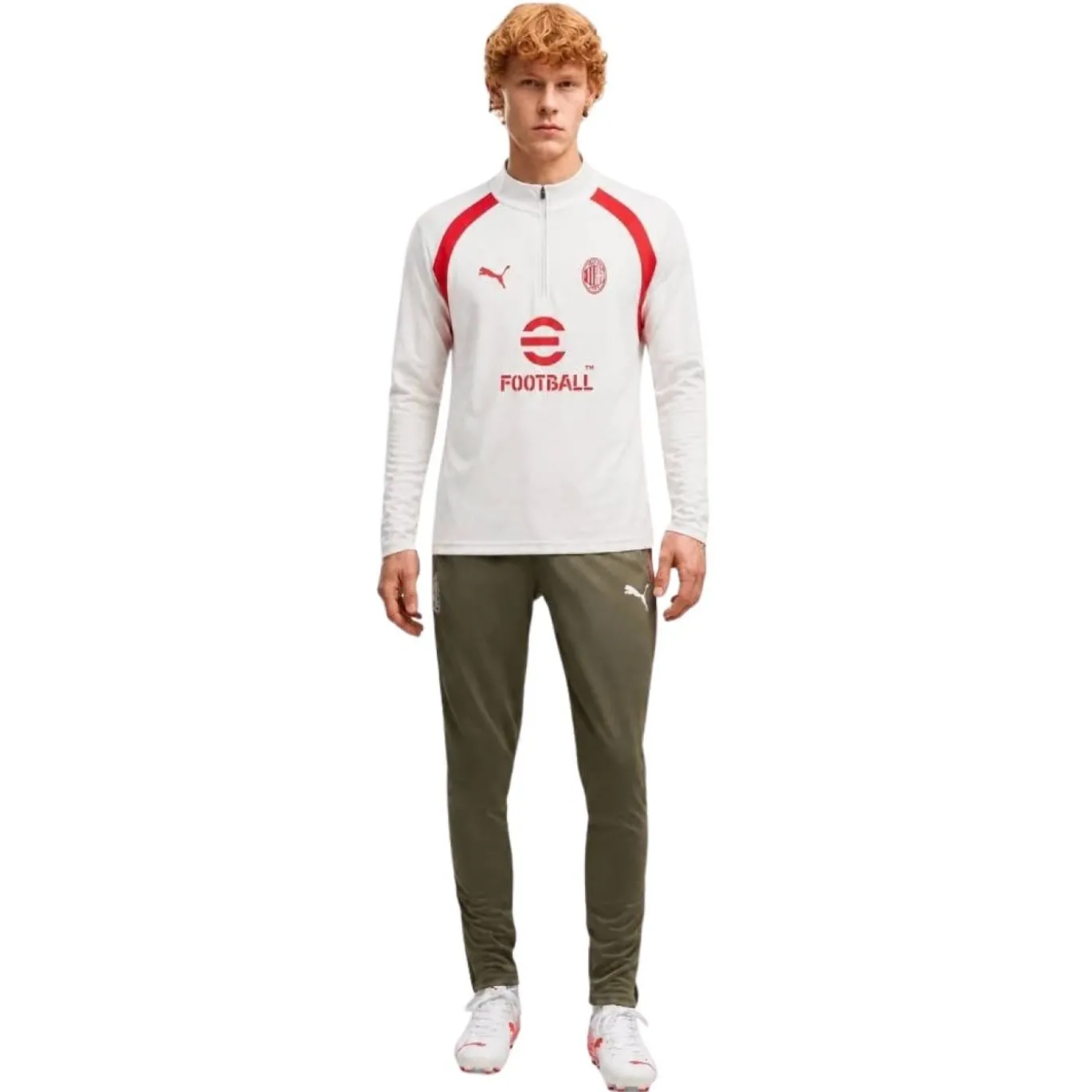 PUMA AC Milan Trainingspak 1/4-Zip 2026-2027 Lichtgrijs Donkergroen Rood Wit