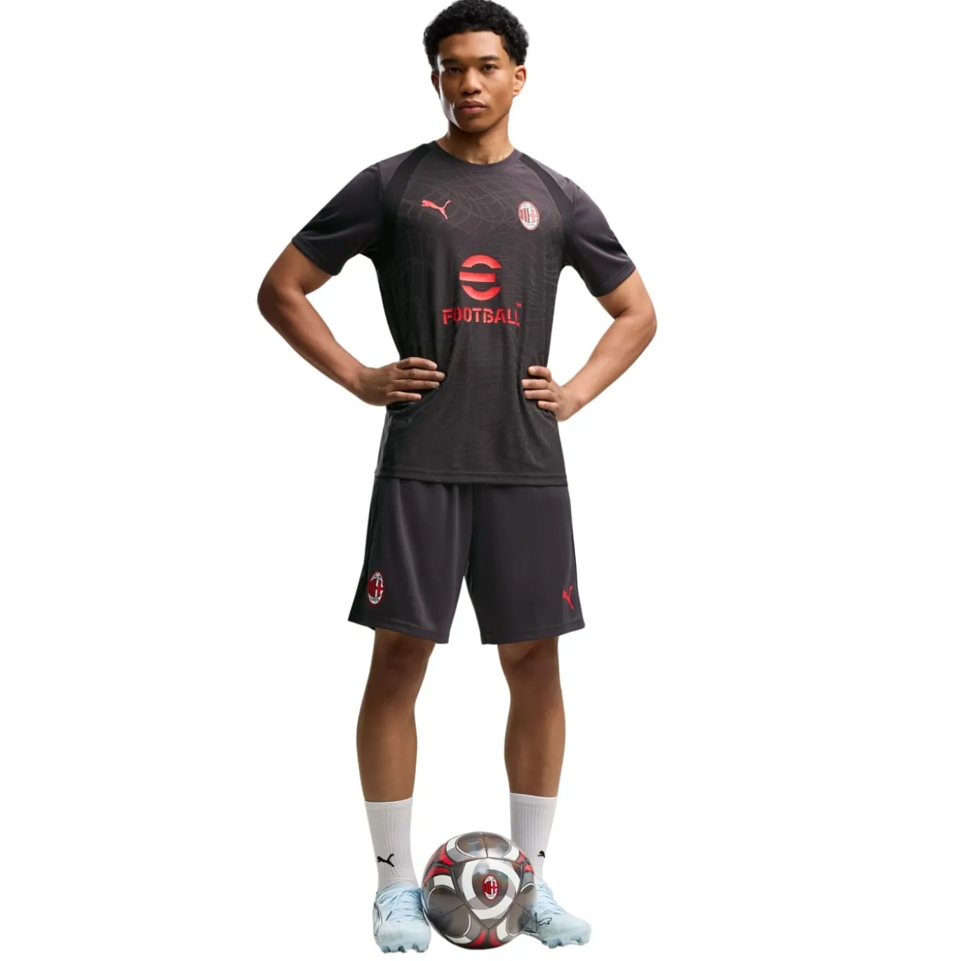PUMA AC Milan Trainingsset 2026-2027 Donkergrijs Rood