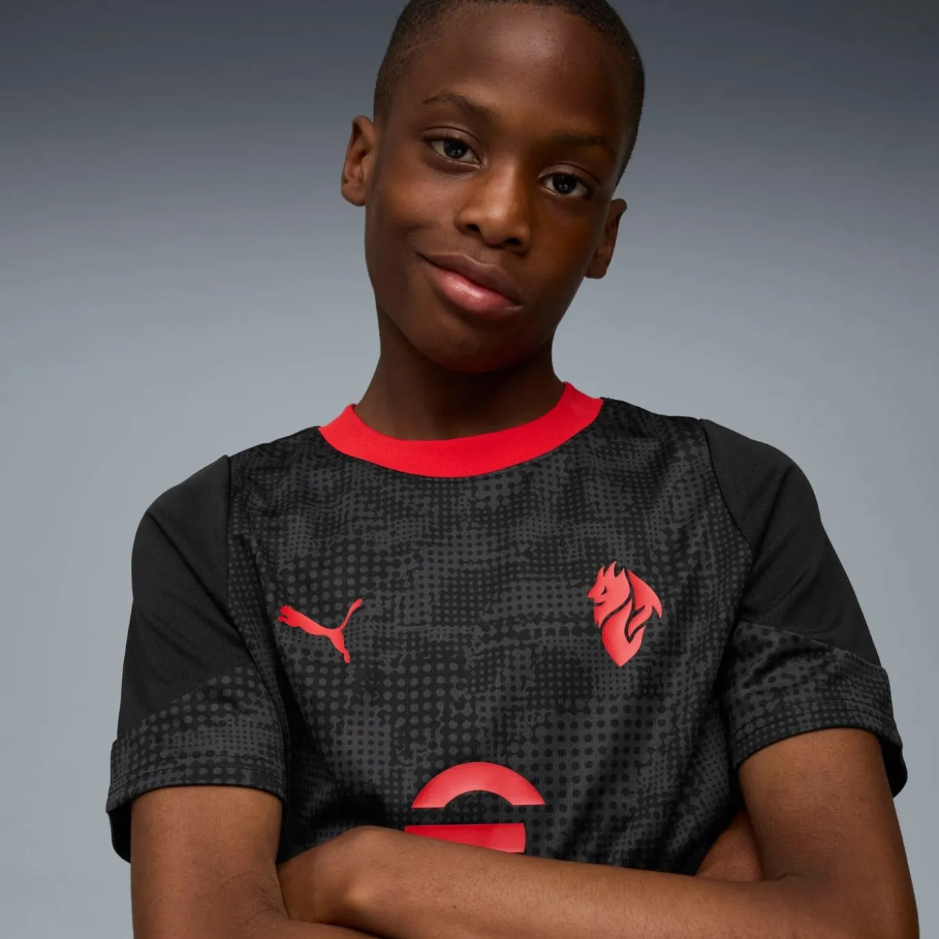 PUMA AC Milan Trainingsset 2025-2026 Kids Zwart Rood