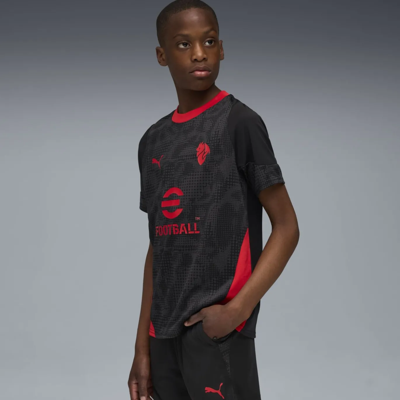 PUMA AC Milan Trainingsset 2025-2026 Kids Zwart Rood