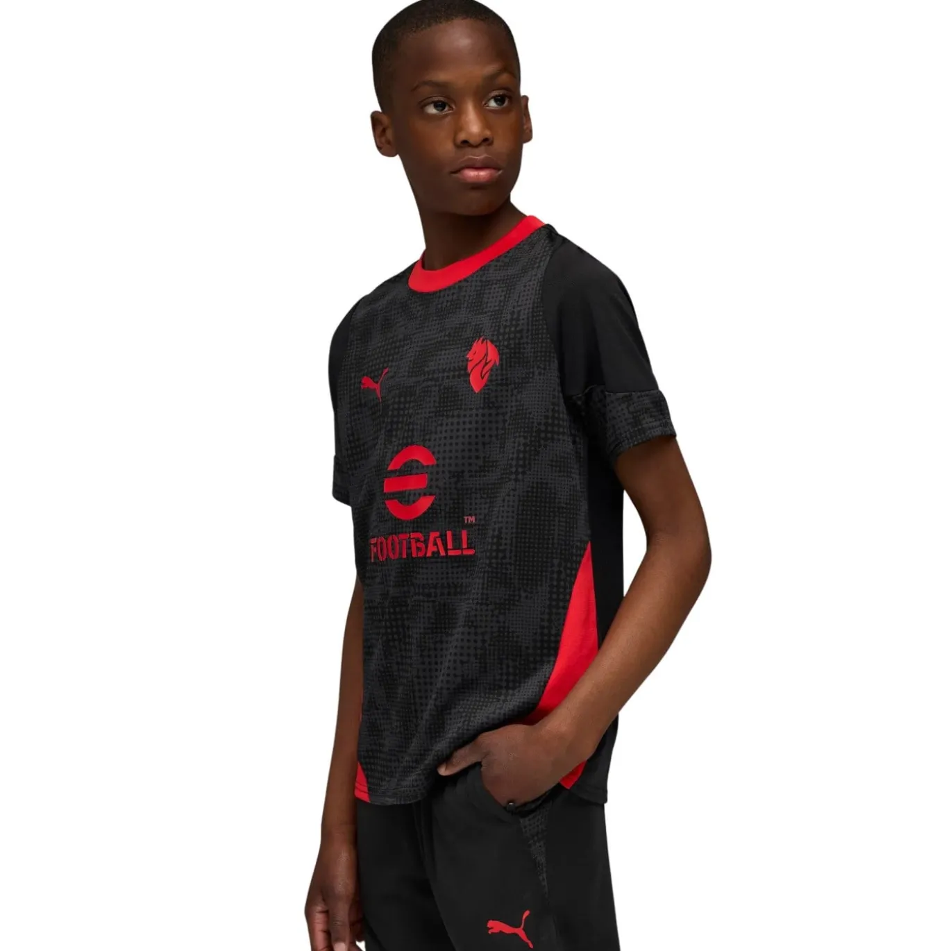 PUMA AC Milan Trainingsshirt 2025-2026 Kids Zwart Rood