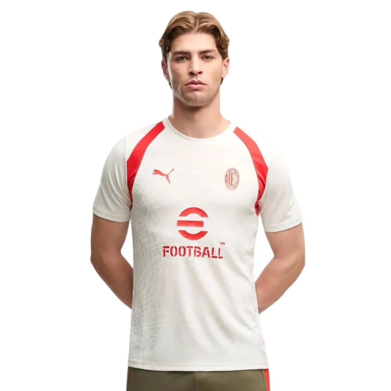 PUMA AC Milan Trainingsshirt 2026-2027 Lichtgrijs Rood