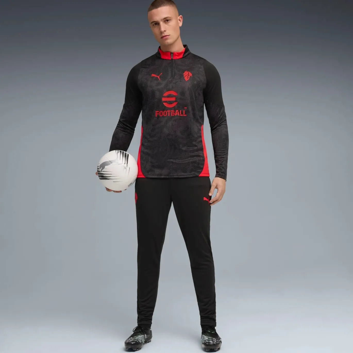PUMA AC Milan Trainingstrui 1/4-Zip 2025-2026 Zwart Rood
