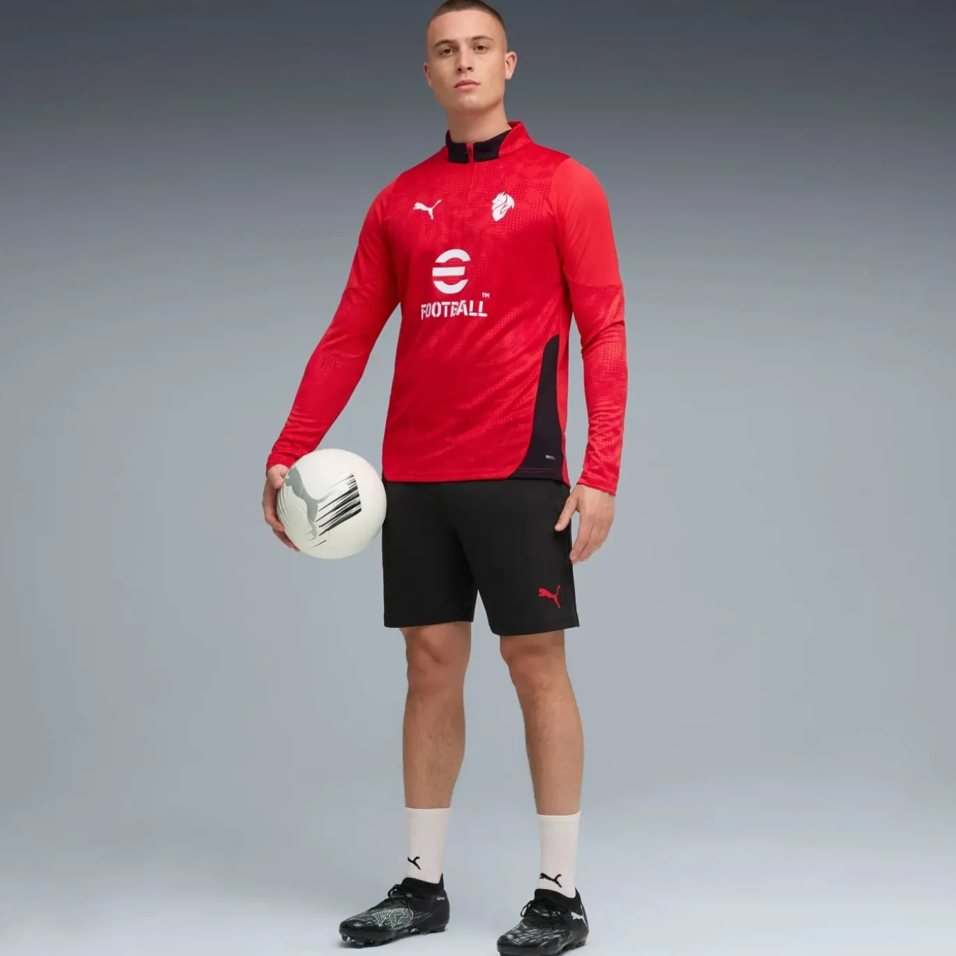 PUMA AC Milan Trainingstrui 1/4-Zip 2025-2026 Rood Zwart Wit