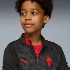 PUMA AC Milan Trainingstrui 1/4-Zip 2025-2026 Kids Zwart Rood