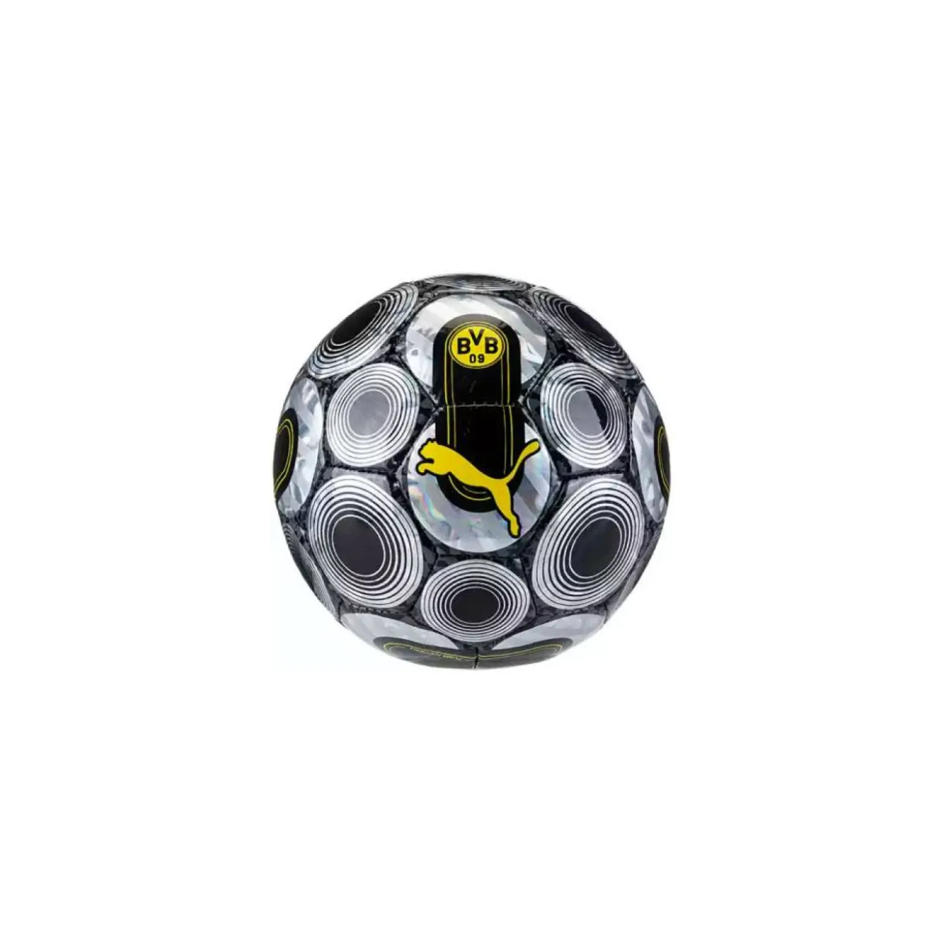 PUMA Borussia Dortmund Culture+ Mini Voetbal Maat 1 Zwart Zilver Geel