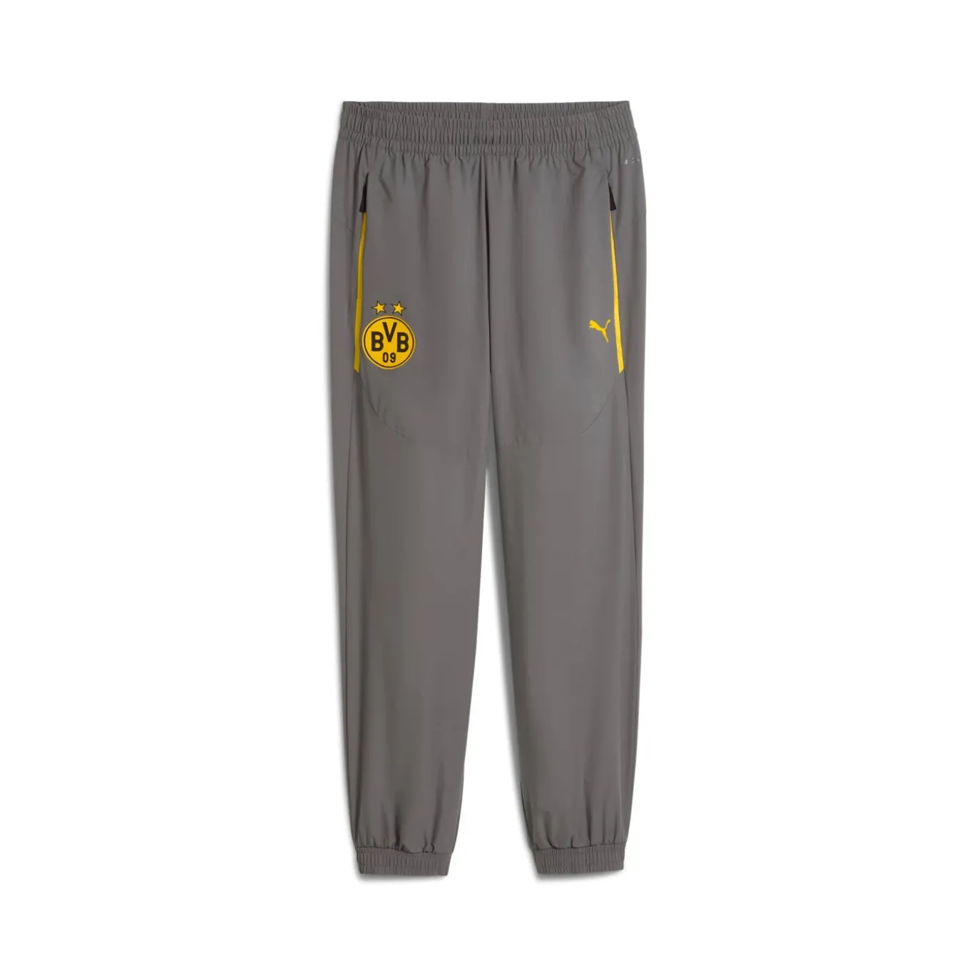 PUMA Borussia Dortmund Pumatech Trainingsbroek Woven 2025-2026 Donkergrijs Geel
