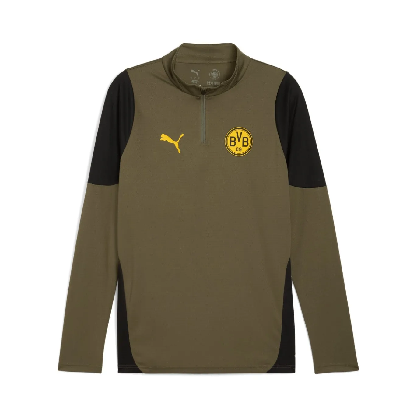 PUMA Borussia Dortmund Trainingstrui 1/4-Zip 2025-2026 Olijfgroen Zwart
