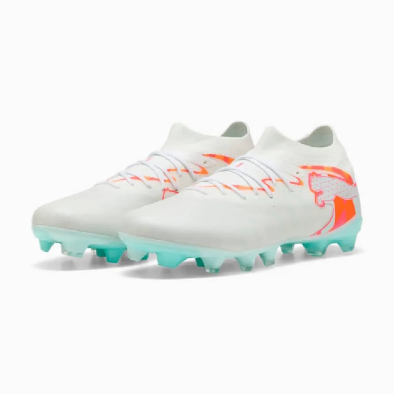 PUMA Future 9 Match Brilliance Gras / Kunstgras Voetbalschoenen (MG) Dames Wit Feloranje Roze Lichtblauw