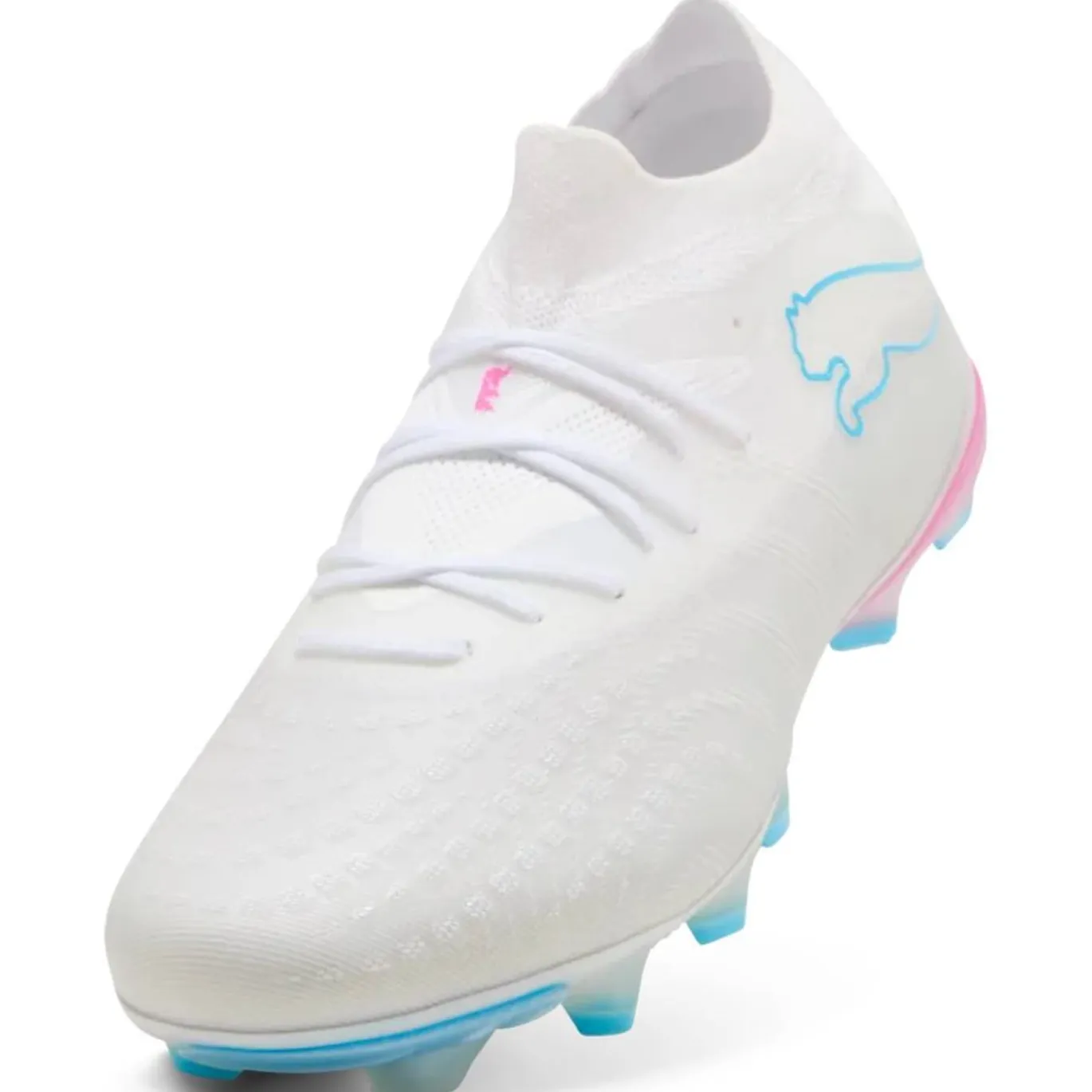 PUMA Future 9 Match Gras / Kunstgras Voetbalschoenen (MG) Wit Felblauw Felroze