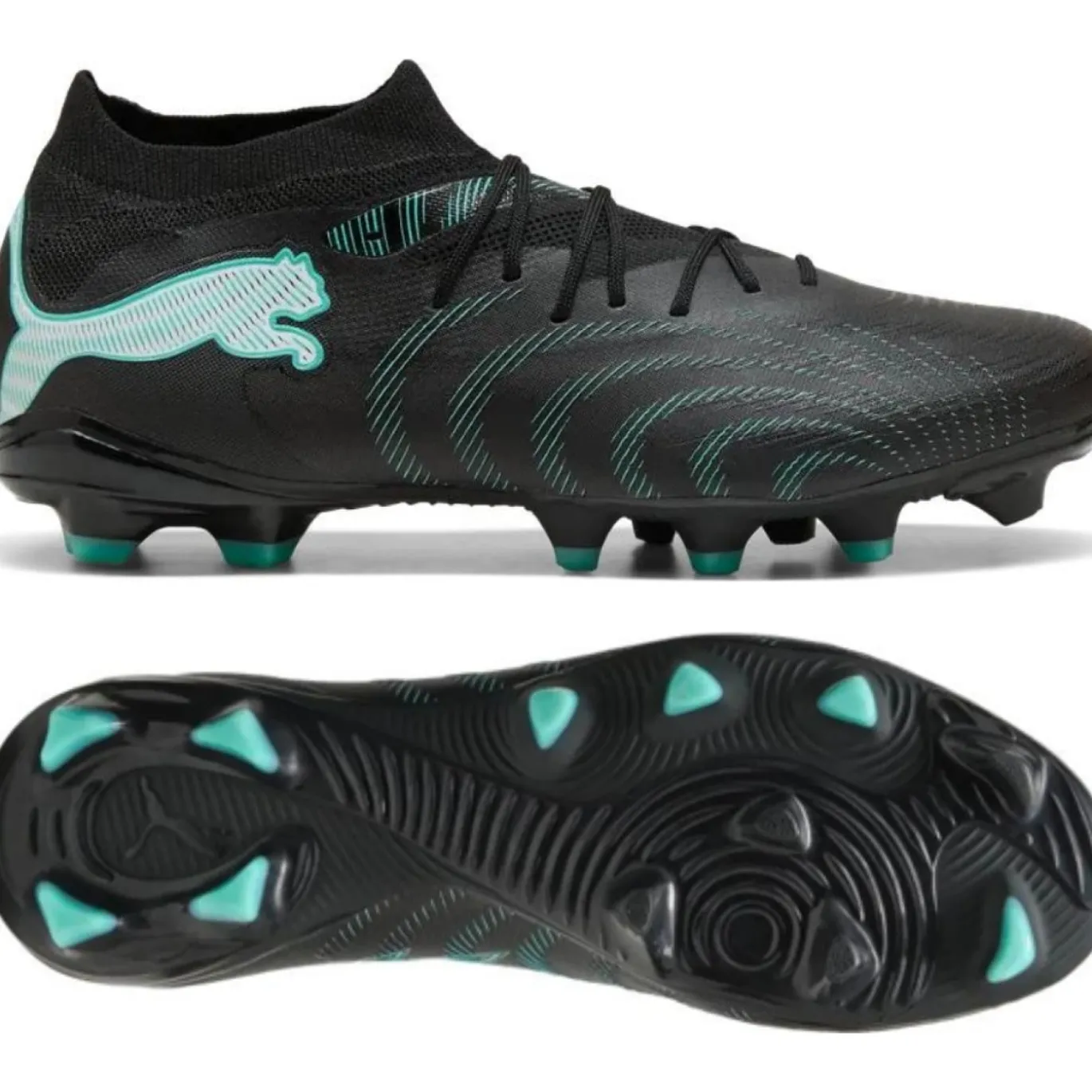 PUMA Future 9 Match Gras / Kunstgras Voetbalschoenen (MG) Zwart Intense Mint Wit