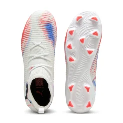 PUMA Future 8 Match Gras / Kunstgras Voetbalschoenen (MG) Kids Wit Felrood Blauw