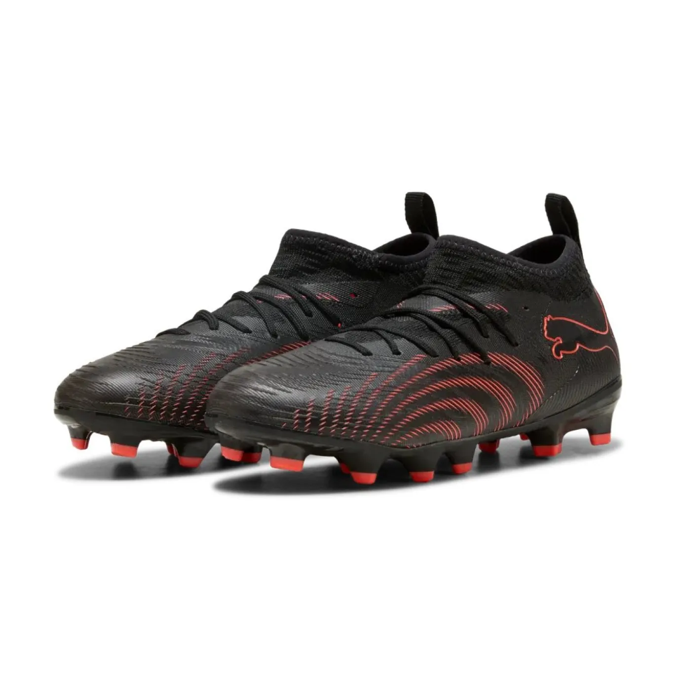 PUMA Future 9 Match Gras / Kunstgras Voetbalschoenen (MG) Kids Zwart Rood