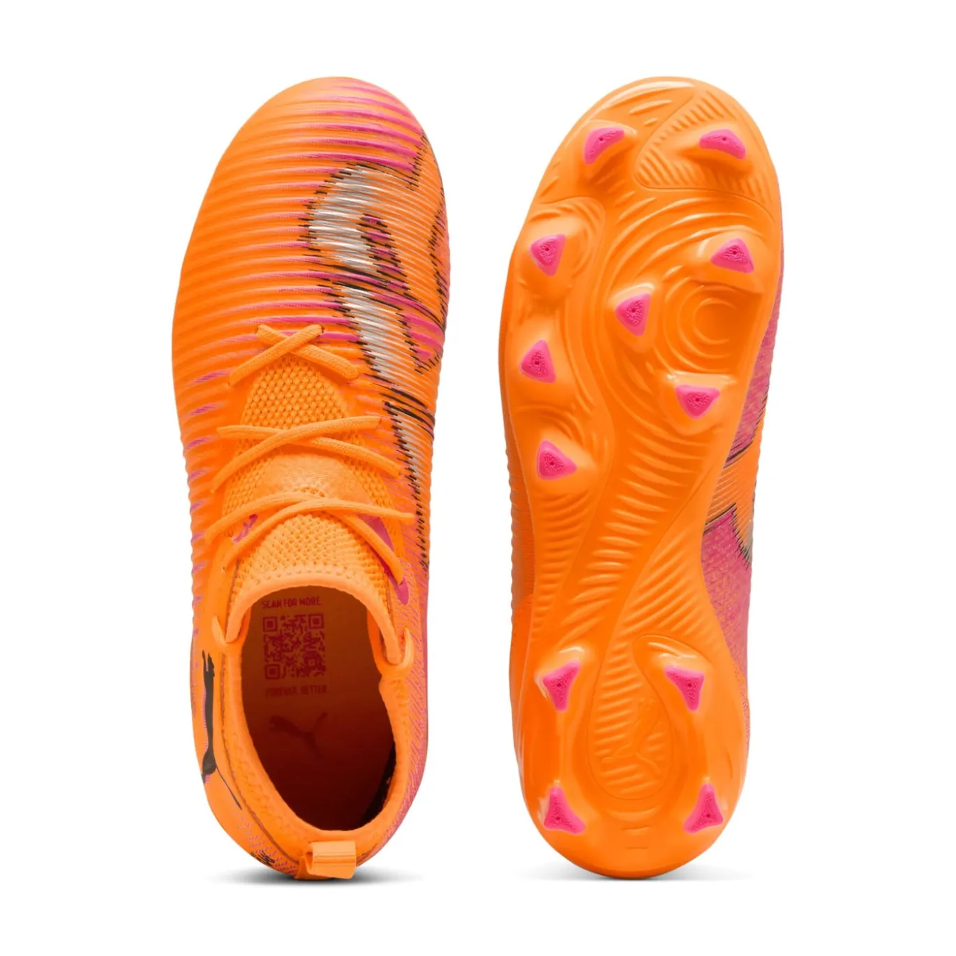 PUMA Future 8 Match Gras / Kunstgras Voetbalschoenen (MG) Kids Oranje Roze Zwart