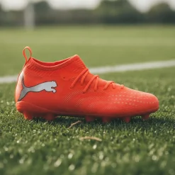 PUMA Future 9 Match Gras / Kunstgras Voetbalschoenen (MG) Kids Felrood Zilver Zwart