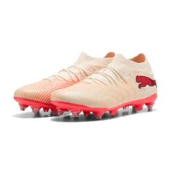 PUMA Future 9 Match IJzeren-Nop Voetbalschoenen (SG) Gebroken Wit Zwart Roze