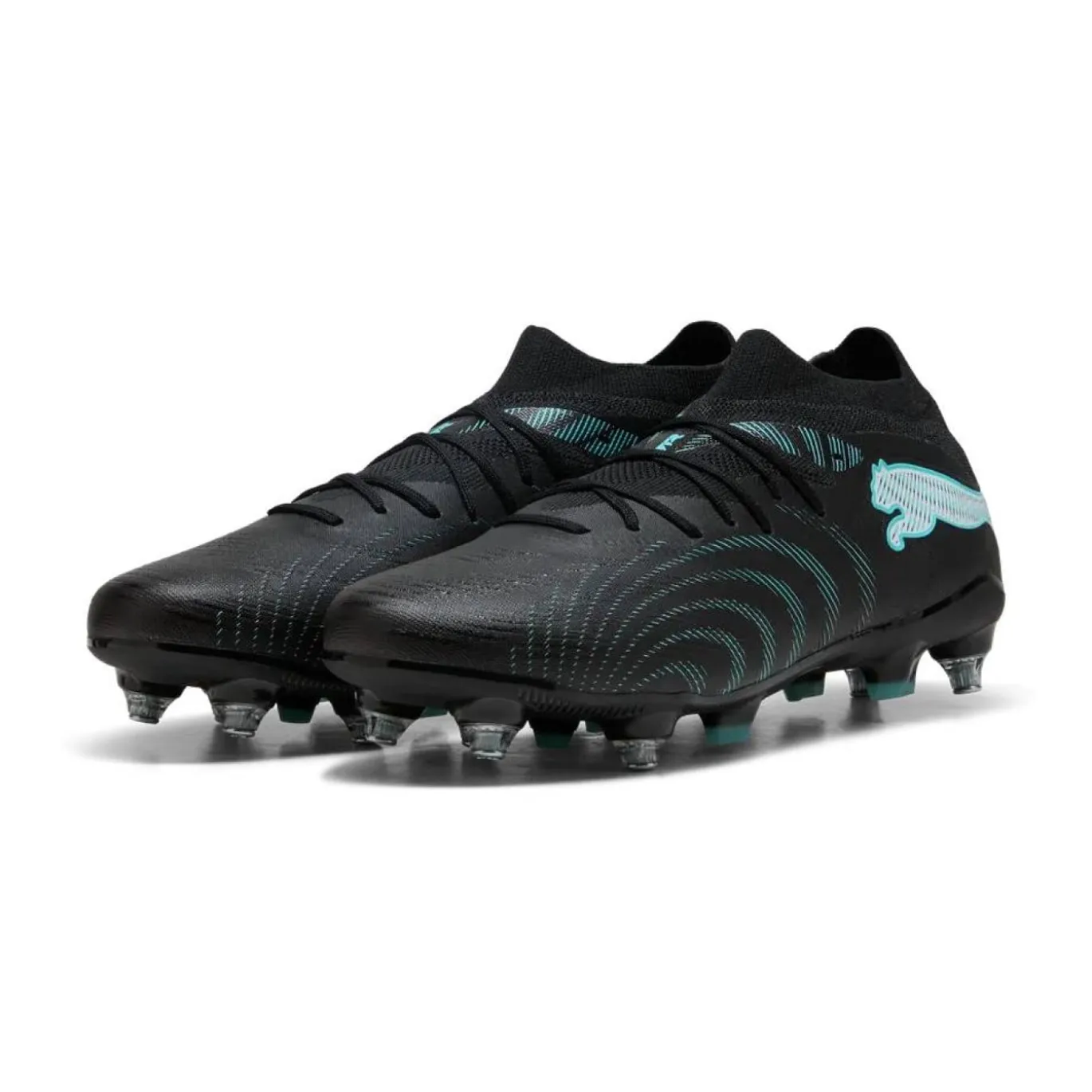 PUMA Future 9 Match IJzeren-Nop Voetbalschoenen (SG) Zwart Intense Mint Wit