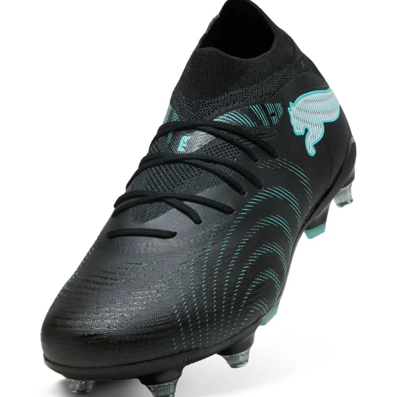 PUMA Future 9 Match IJzeren-Nop Voetbalschoenen (SG) Zwart Intense Mint Wit