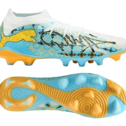 PUMA Future 9 Match Playmaker Gras / Kunstgras Voetbalschoenen (MG) Wit Vibrant Blue Sun Stream Lichtblauw