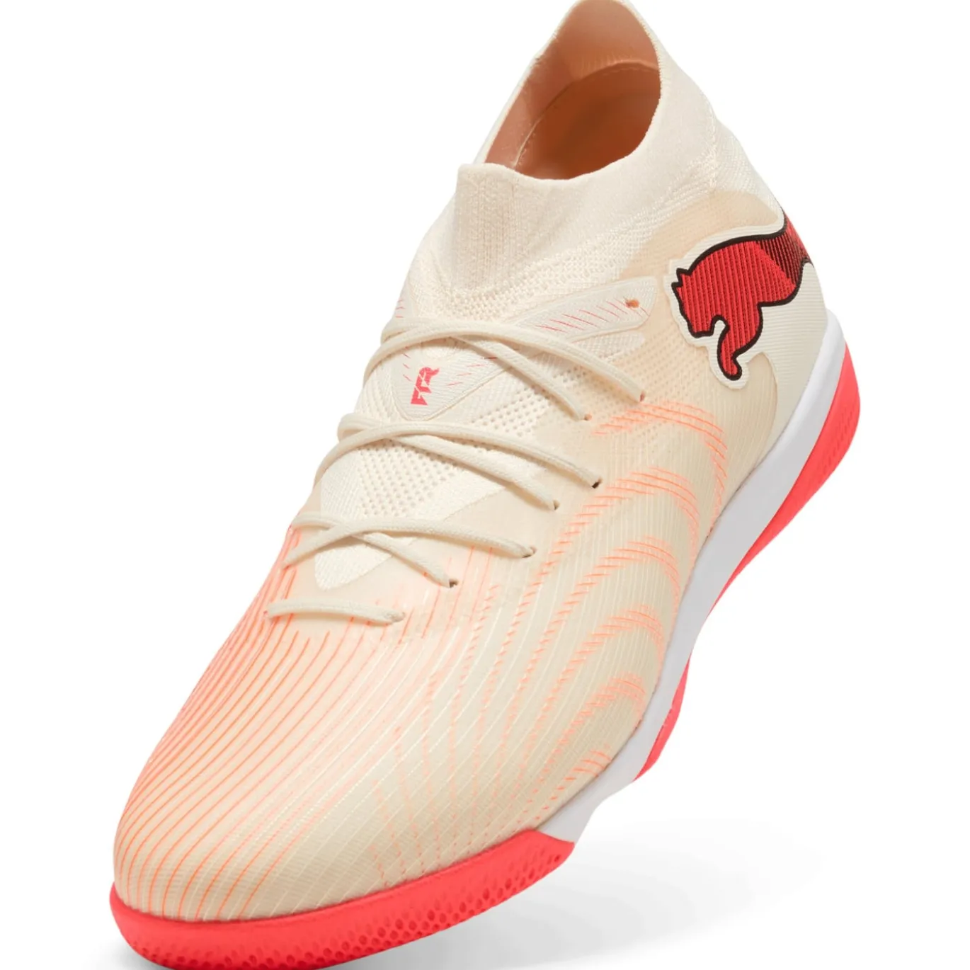 PUMA Future 9 Match Zaalvoetbalschoenen (IN) Gebroken Wit Zwart Roze