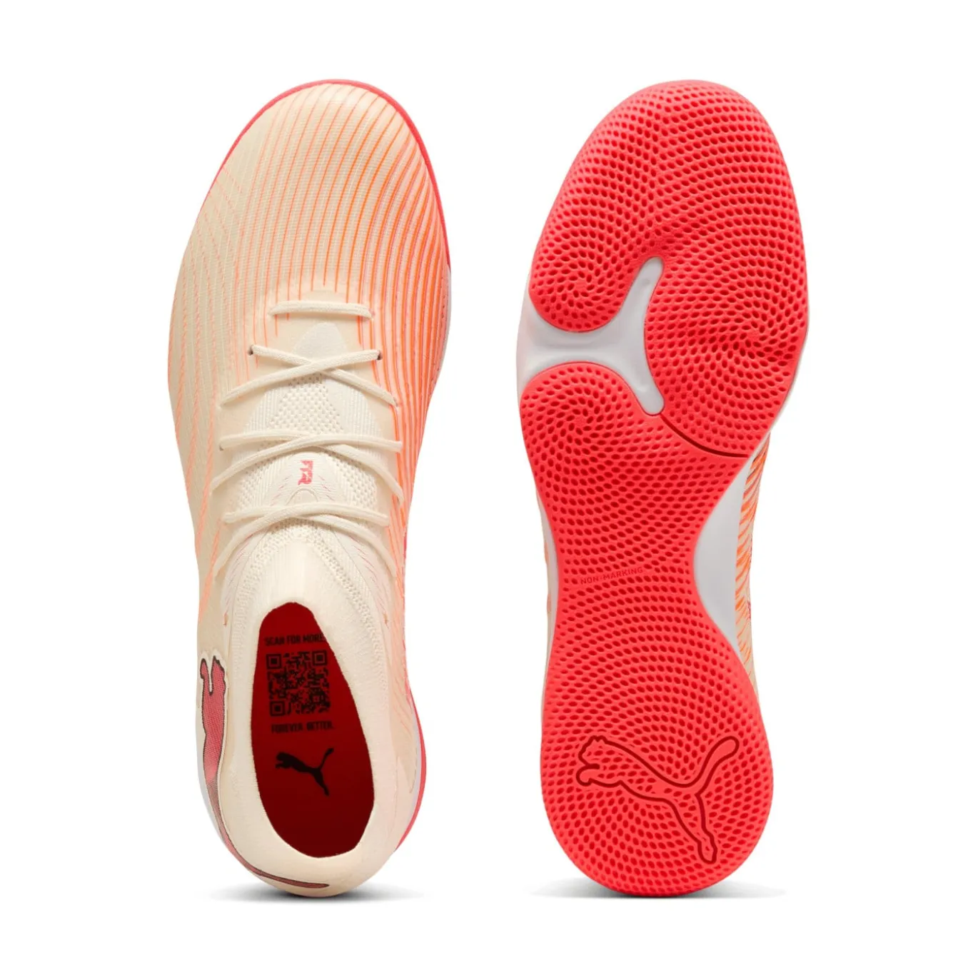PUMA Future 9 Match Zaalvoetbalschoenen (IN) Gebroken Wit Zwart Roze