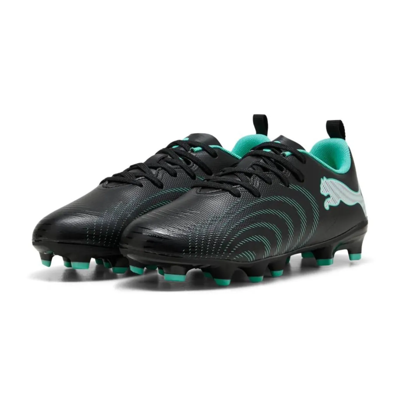 PUMA Future 9 Play Gras / Kunstgras Voetbalschoenen (MG) Kids Zwart Intense Mint Wit