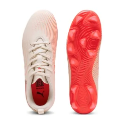 PUMA Future 9 Play Gras / Kunstgras Voetbalschoenen (MG) Kids Gebroken Wit Zwart Roze