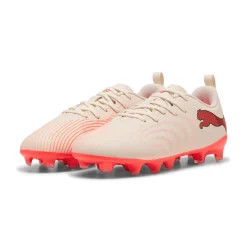 PUMA Future 9 Play Gras / Kunstgras Voetbalschoenen (MG) Kids Gebroken Wit Zwart Roze
